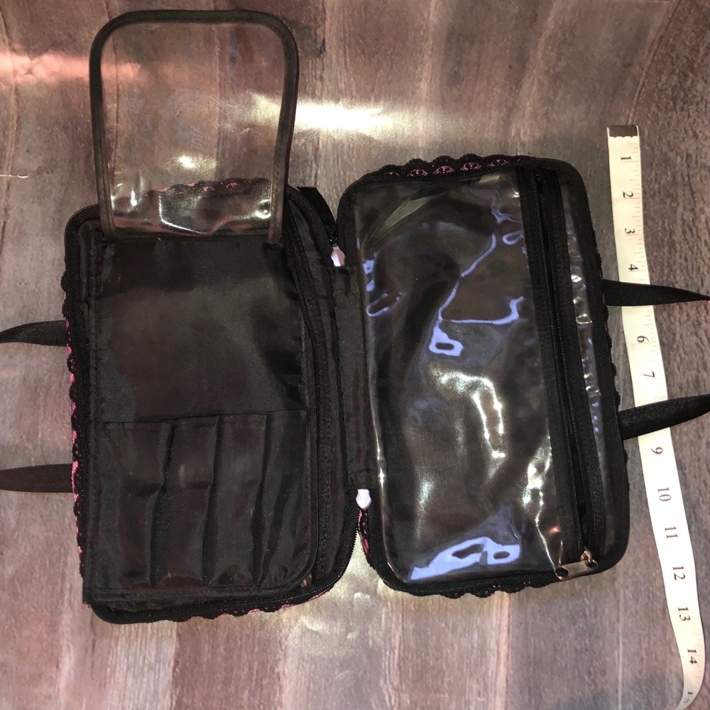 Pretty pink makeup 💄 case with lace overlay - Picture 4 of 5